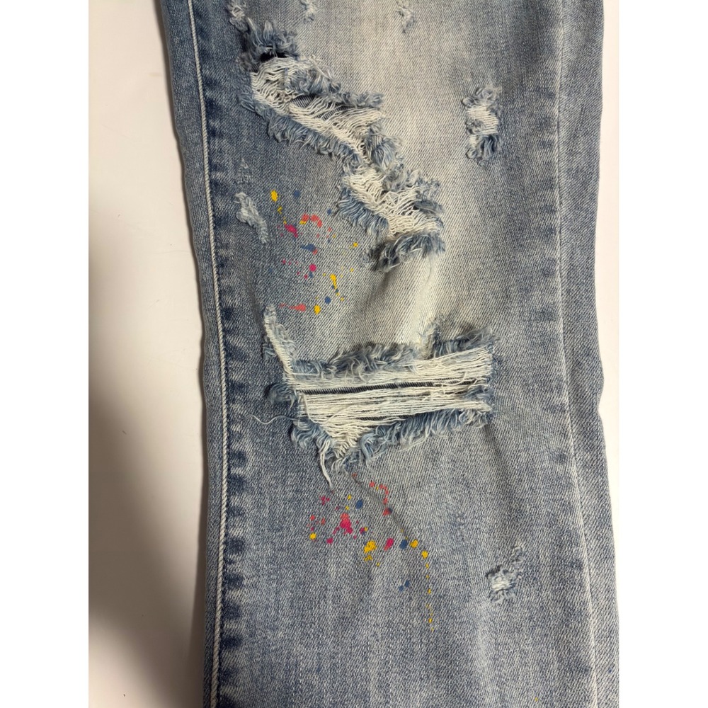 Judy Blue Boyfriend Fit Distressed Paint Splatter Jeans Light Wash 11/30 - Picture 12 of 12